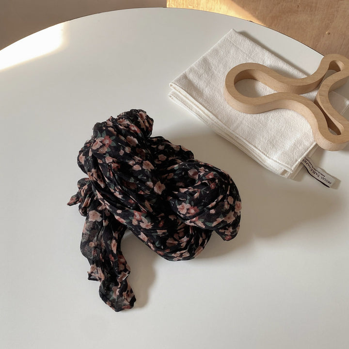 Women's Vintage Pleated Floral Thin Soft Scarf - #21 PaleVioletRed - image 26