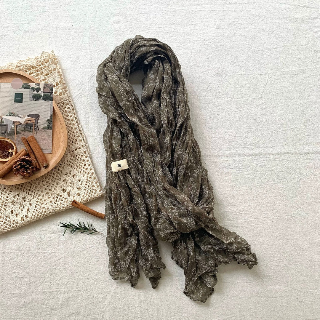 Women's Vintage Pleated Floral Thin Soft Scarf - #12 DarkGoldenrod - image 17