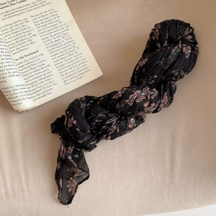 Women's Vintage Pleated Floral Thin Soft Scarf - #18 DarkSlateGray - image 23