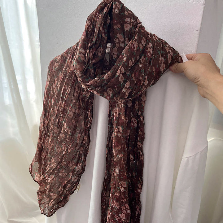 Women's Spring Pleated Floral Pattern Soft Scarf - image 10