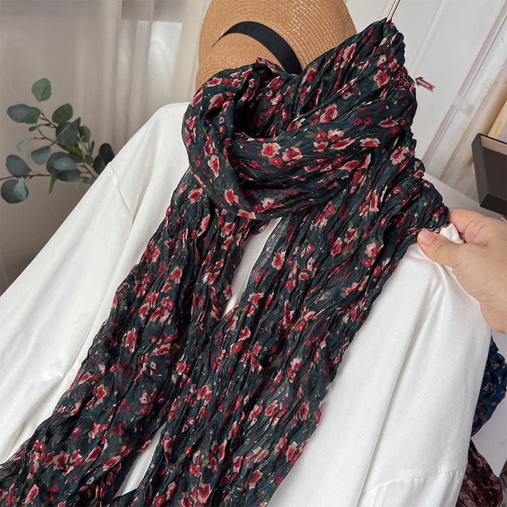 Women's Spring Pleated Floral Pattern Soft Scarf - image 13