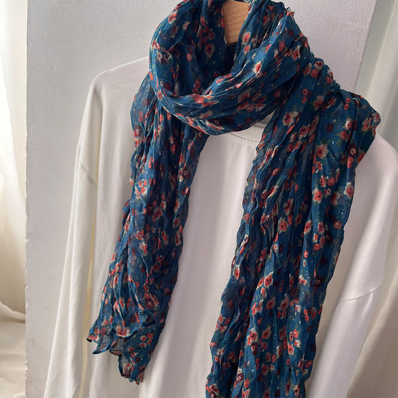 Women's Spring Pleated Floral Pattern Soft Scarf - image 1