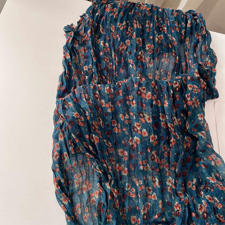 Women's Spring Pleated Floral Pattern Soft Scarf - image 3