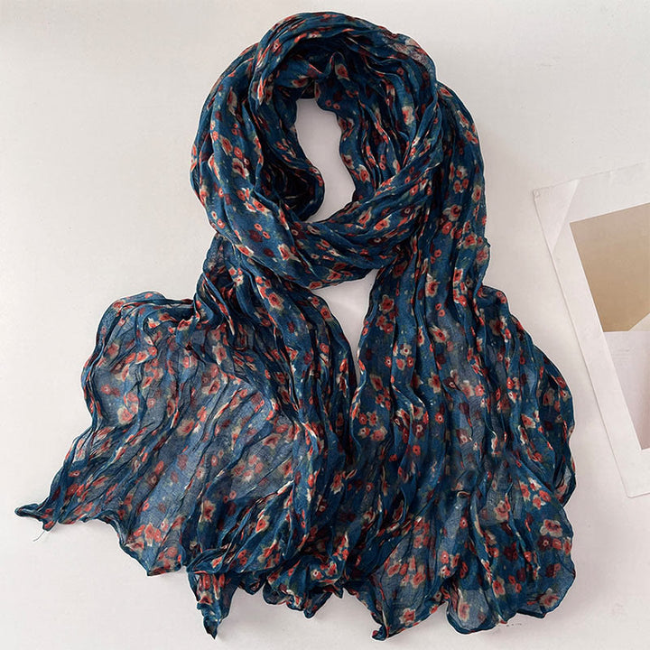 Women's Spring Pleated Floral Pattern Soft Scarf - image 2