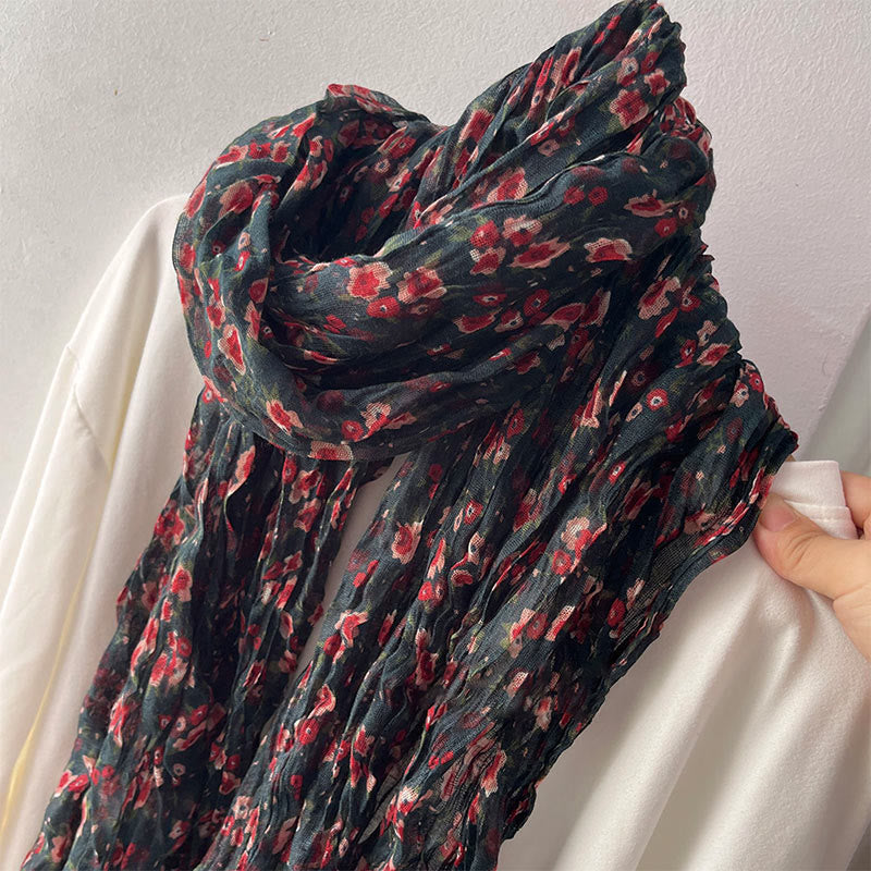 Women's Spring Pleated Floral Pattern Soft Scarf - image 12
