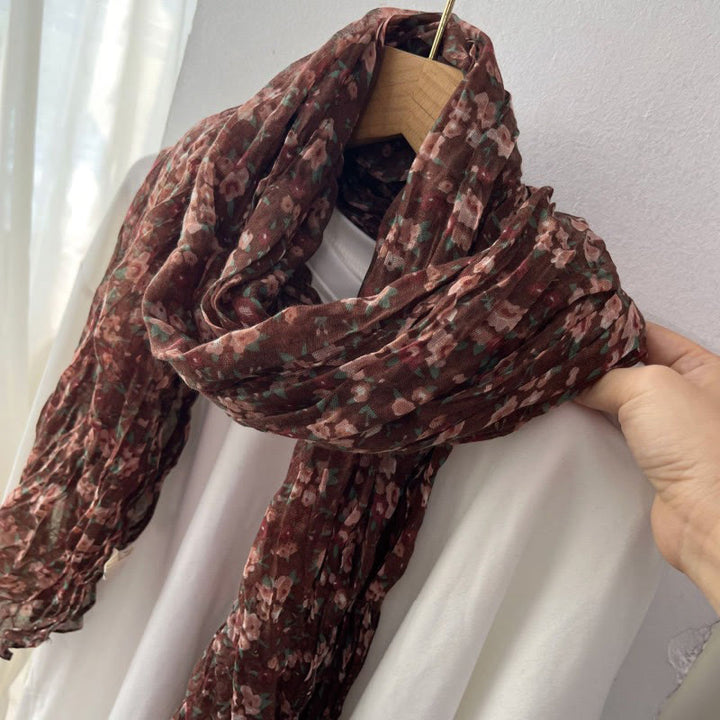 Women's Spring Pleated Floral Pattern Soft Scarf - #2 Sienna - image 7