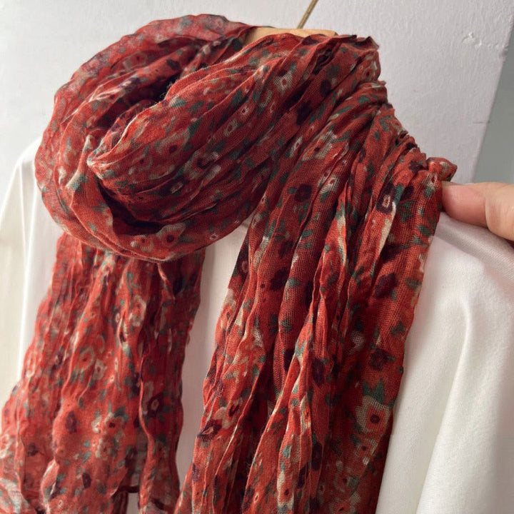 Women's Spring Pleated Floral Pattern Soft Scarf - image 8
