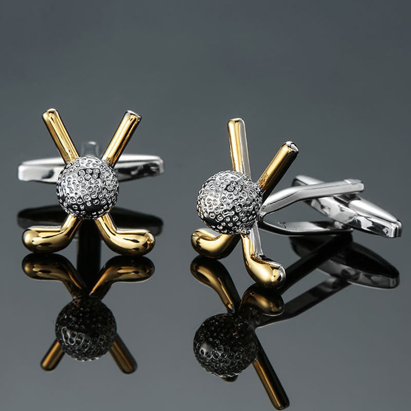 Men's 1 Pair Golf Time Button Covers Set Cufflinks - Gold - image 0