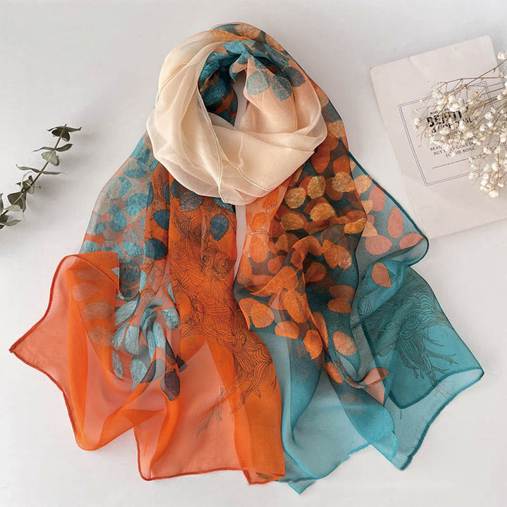 Women's Soft Summer Chiffon Flower Pattern Beach Sunscreen Scarf - #15 LightSeaGreen - image 16