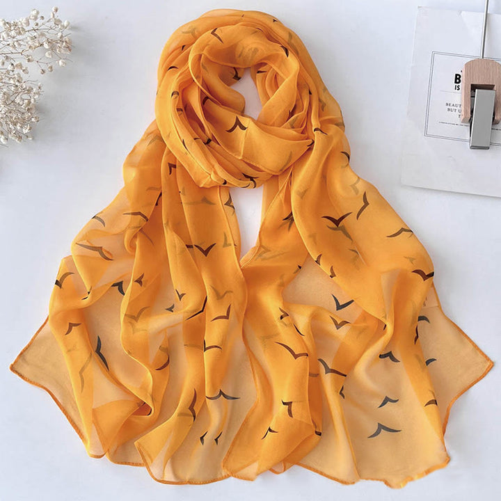 Women's Soft Summer Chiffon Flower Pattern Beach Sunscreen Scarf - #12 DarkOrange - image 13