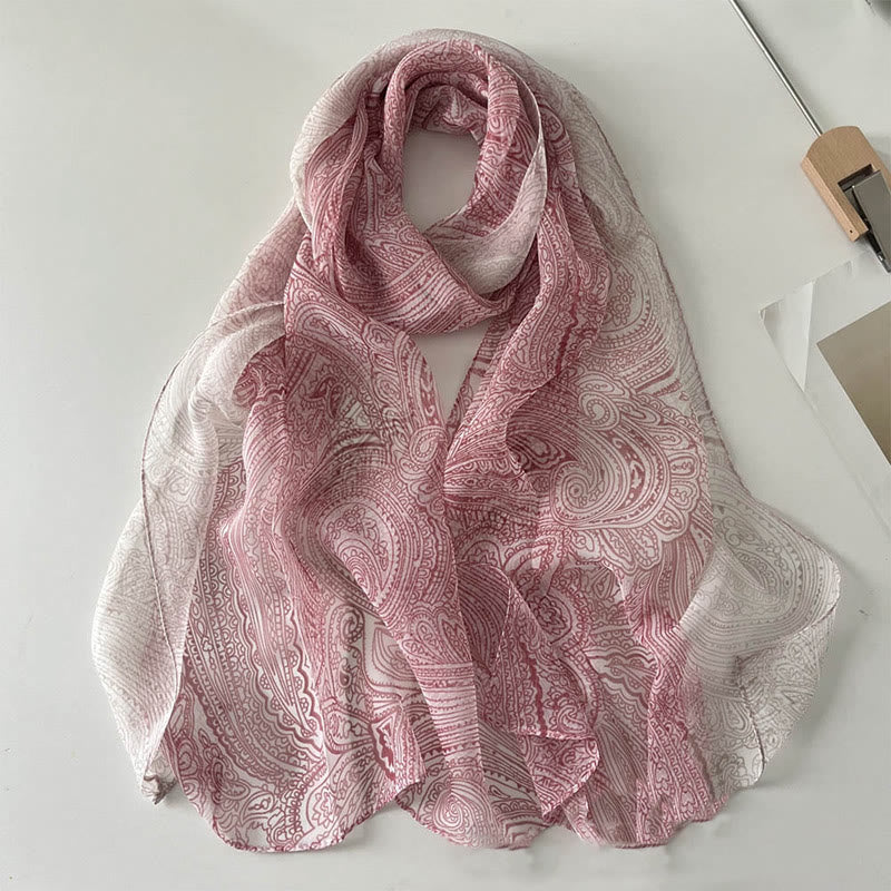 Women's Soft Summer Chiffon Flower Pattern Beach Sunscreen Scarf - #43 Plum - image 43