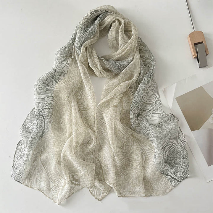 Women's Soft Summer Chiffon Flower Pattern Beach Sunscreen Scarf - #46 Cornsilk - image 46