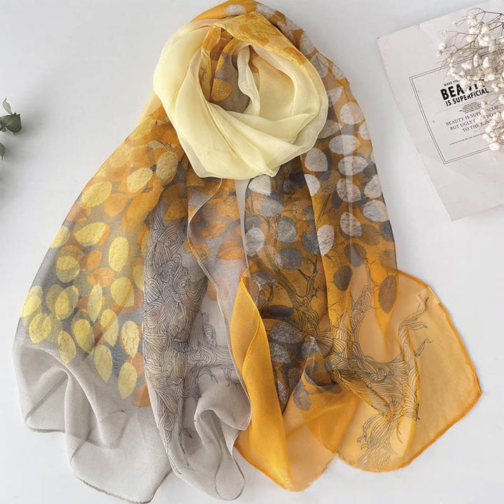 Women's Soft Summer Chiffon Flower Pattern Beach Sunscreen Scarf - #13 Gold - image 14