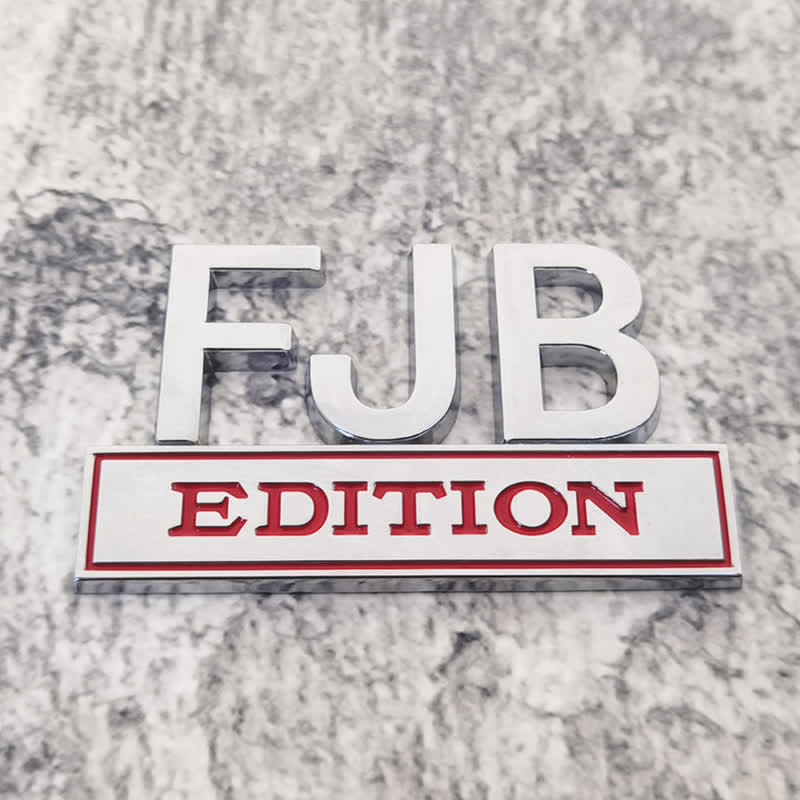 FJB EDITION Metal Sticker Car Badge - Silver & Red - image 3