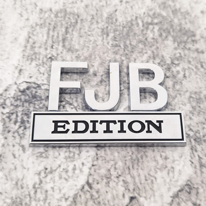 FJB EDITION Metal Sticker Car Badge - Silver & Black - image 1