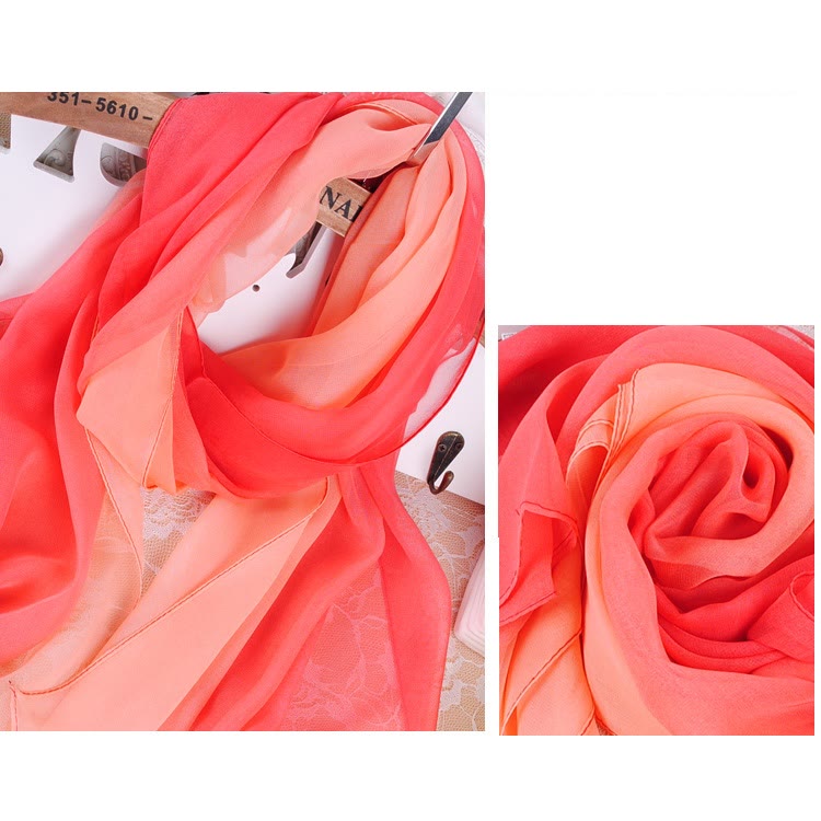 Women's Soft Solid Color Summer Sunscreen Thin Scarf - #5 Tomato - image 6