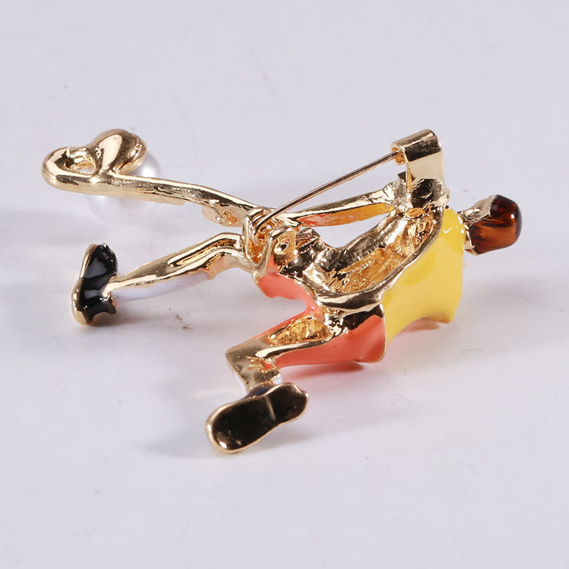 Cartoon Ice Hockey Player Brooch Gold Shirt Accessories - image 4