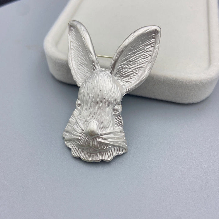 Vintage Rabbit Head Brooch Metal Shirt Accessories