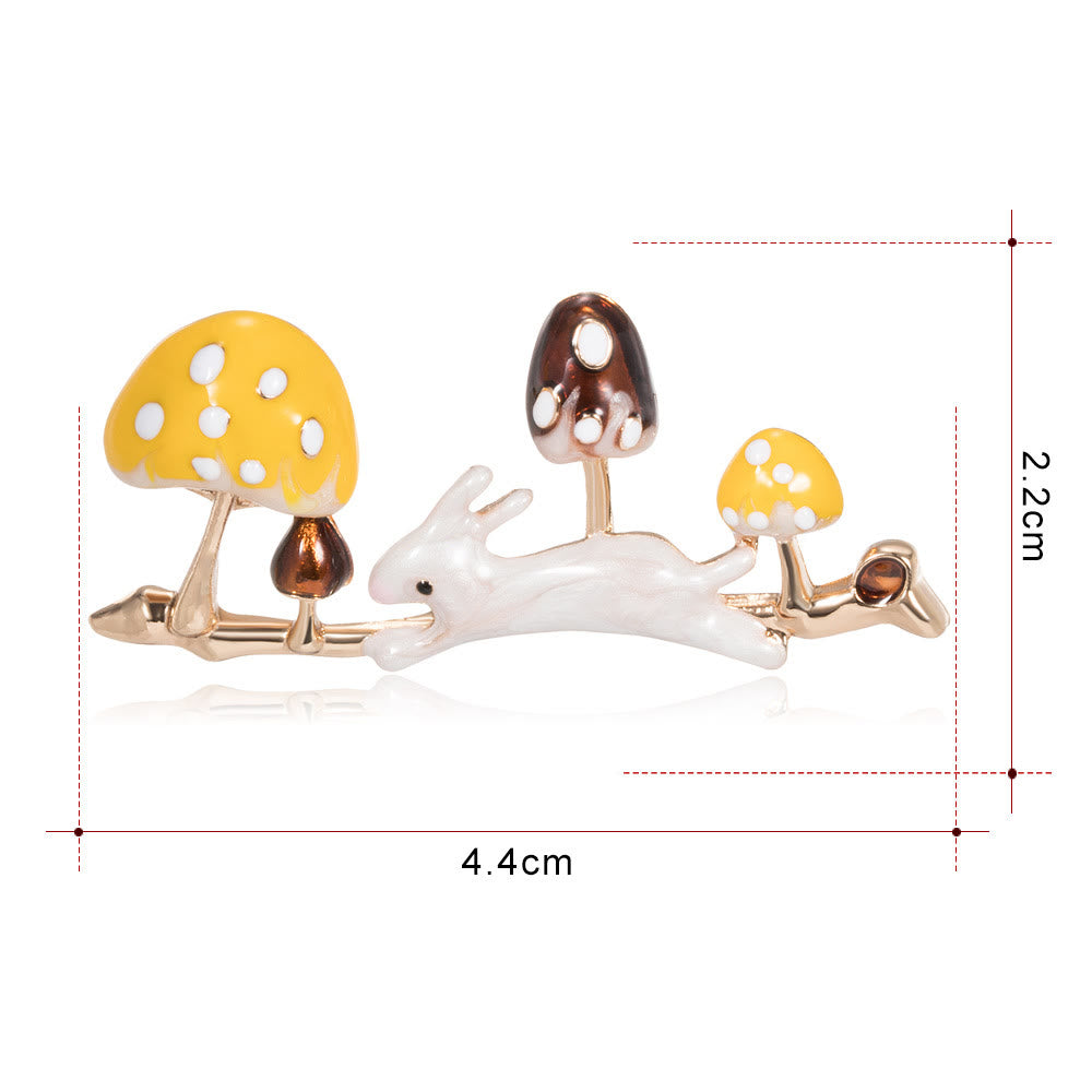 Running Rabbit And Mushroom Brooch Cute Shirt Accessories - image 4