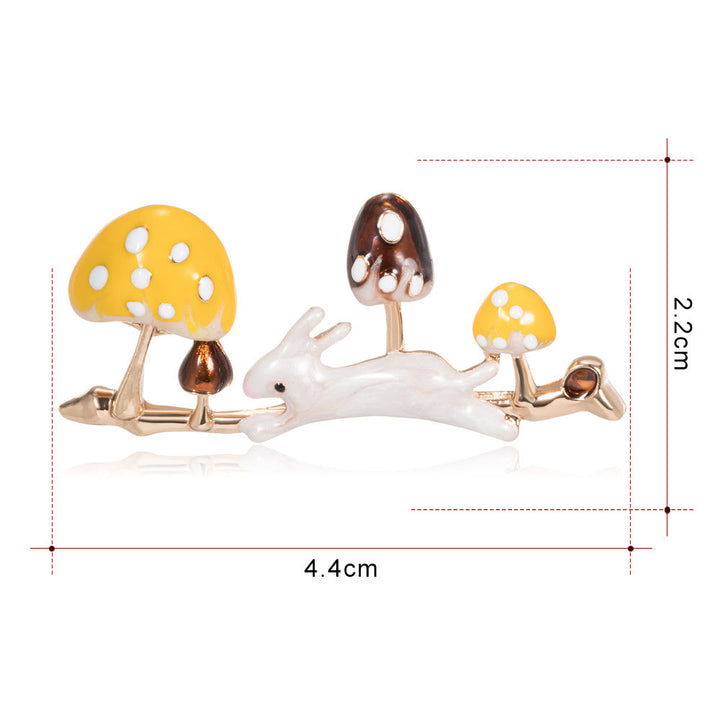 Running Rabbit And Mushroom Brooch Cute Shirt Accessories - image 4