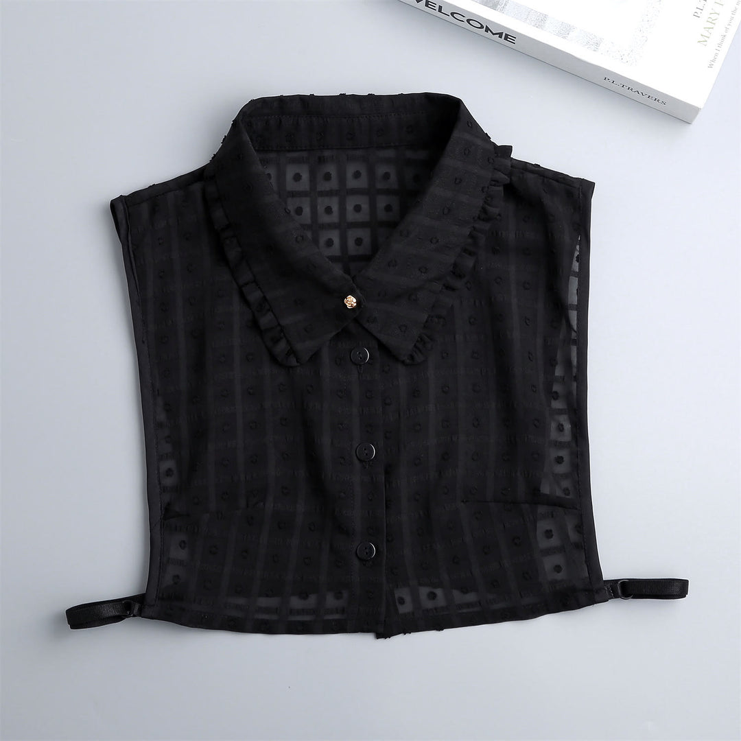 Petal lattice False Collar Detachable Half Shirt Blouse - Black - One Size - image 14