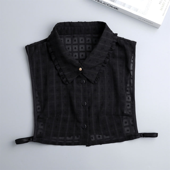 Petal lattice False Collar Detachable Half Shirt Blouse - Black - One Size - image 14