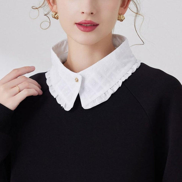 Petal lattice False Collar Detachable Half Shirt Blouse - White - One Size - image 0