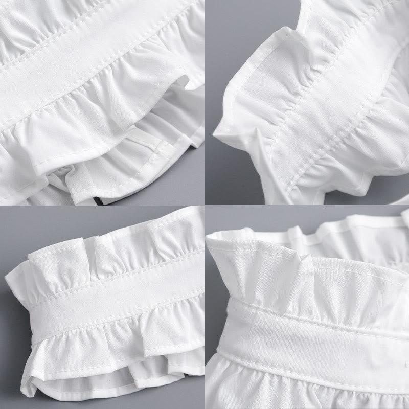 White Pleated Collar With Button Detachable False Collar Shirt - image 7