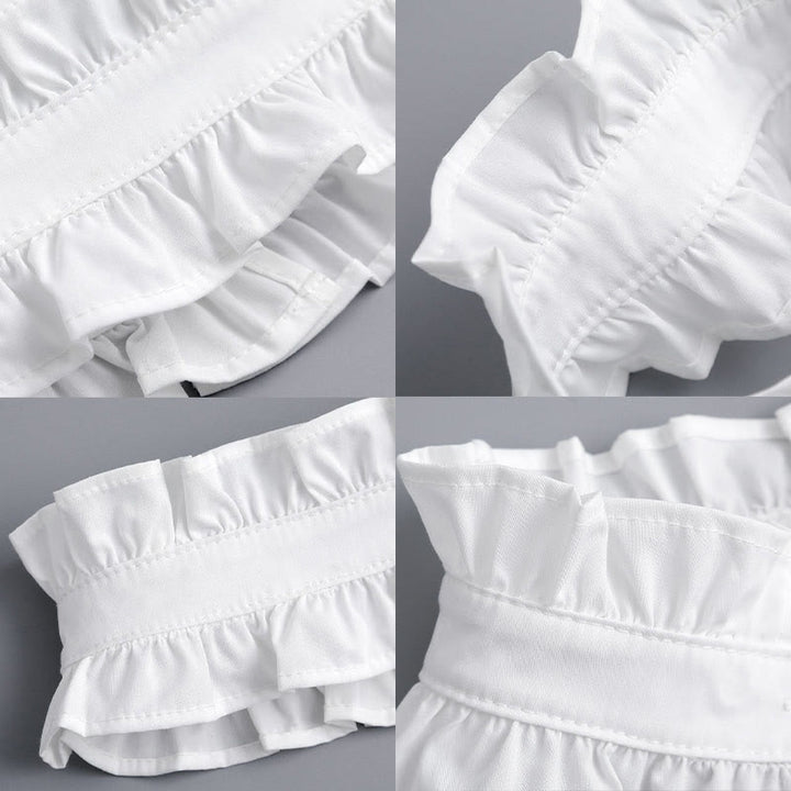 White Pleated Collar With Button Detachable False Collar Shirt - image 7
