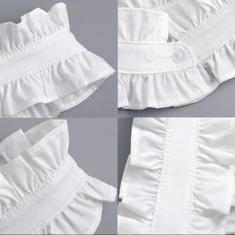 White Pleated Collar With Button Detachable False Collar Shirt - image 6