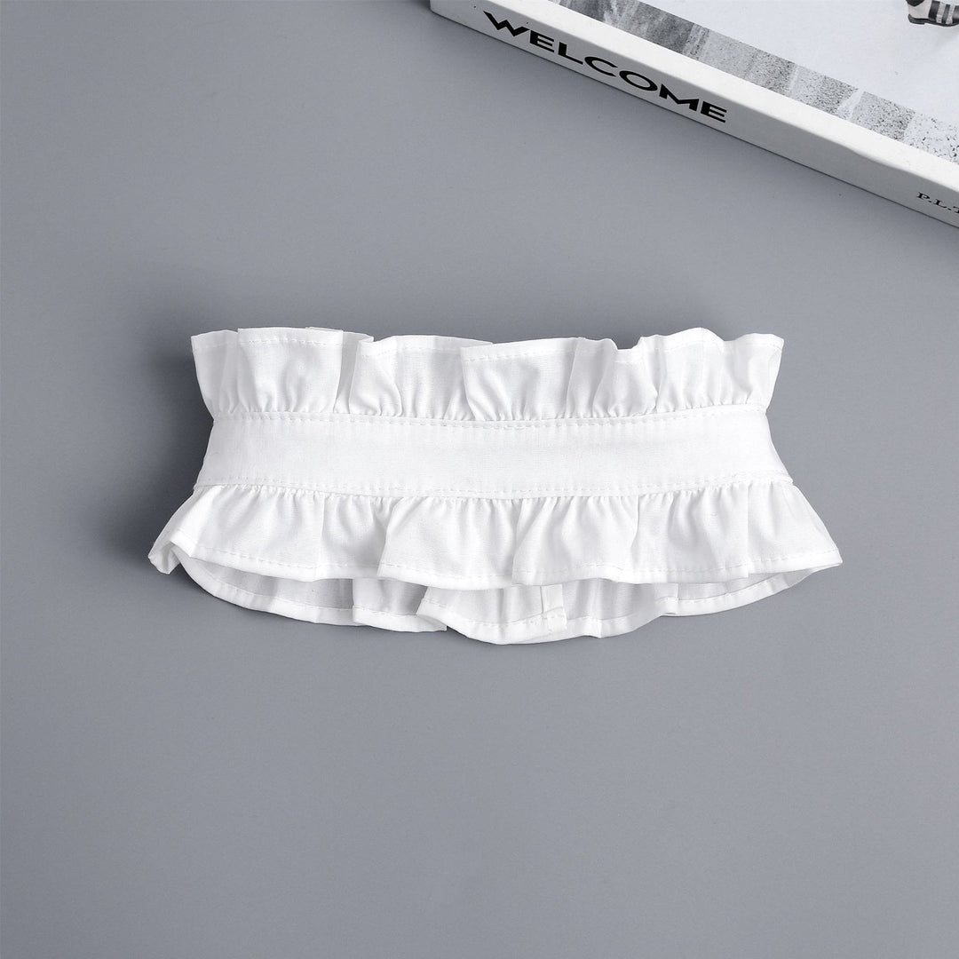 White Pleated Collar With Button Detachable False Collar Shirt - image 9