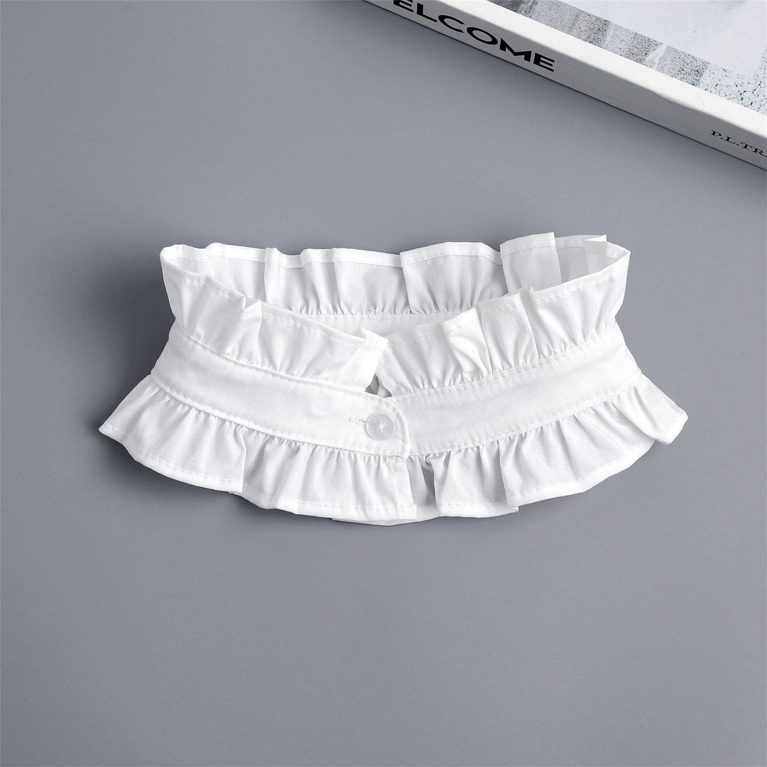 White Pleated Collar With Button Detachable False Collar Shirt - image 8