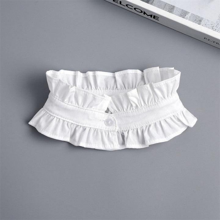 White Pleated Collar With Button Detachable False Collar Shirt - image 8