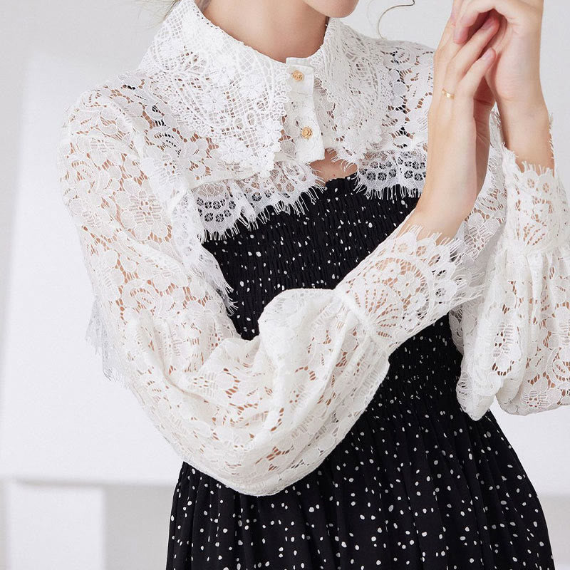Floral Lace Capelet For Sunscreen Detachable Half Shirt Blouse - image 2