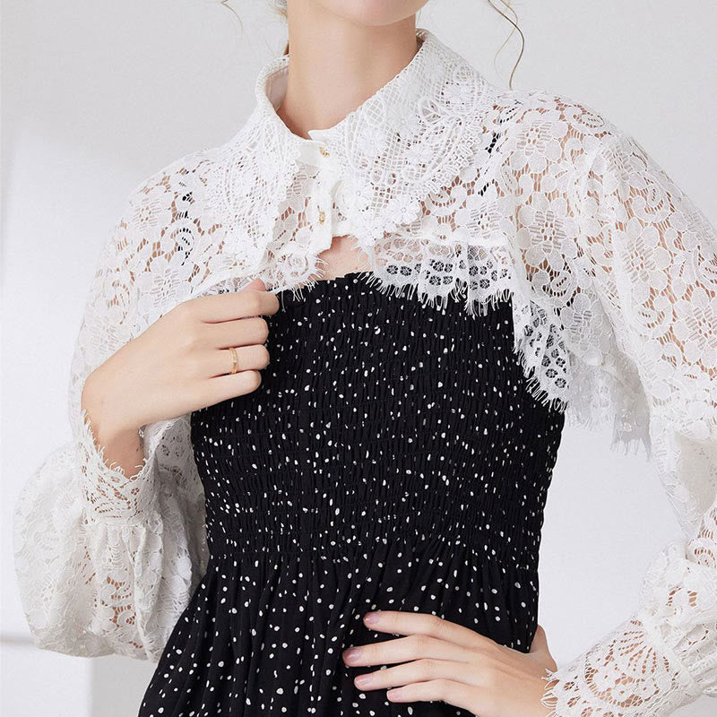 Floral Lace Capelet For Sunscreen Detachable Half Shirt Blouse - image 1
