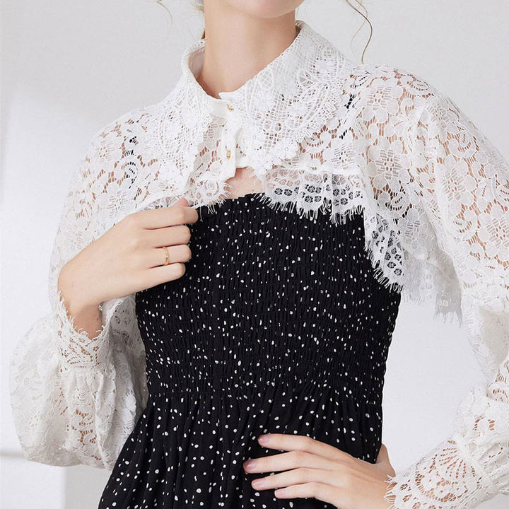 Floral Lace Capelet For Sunscreen Detachable Half Shirt Blouse - image 1