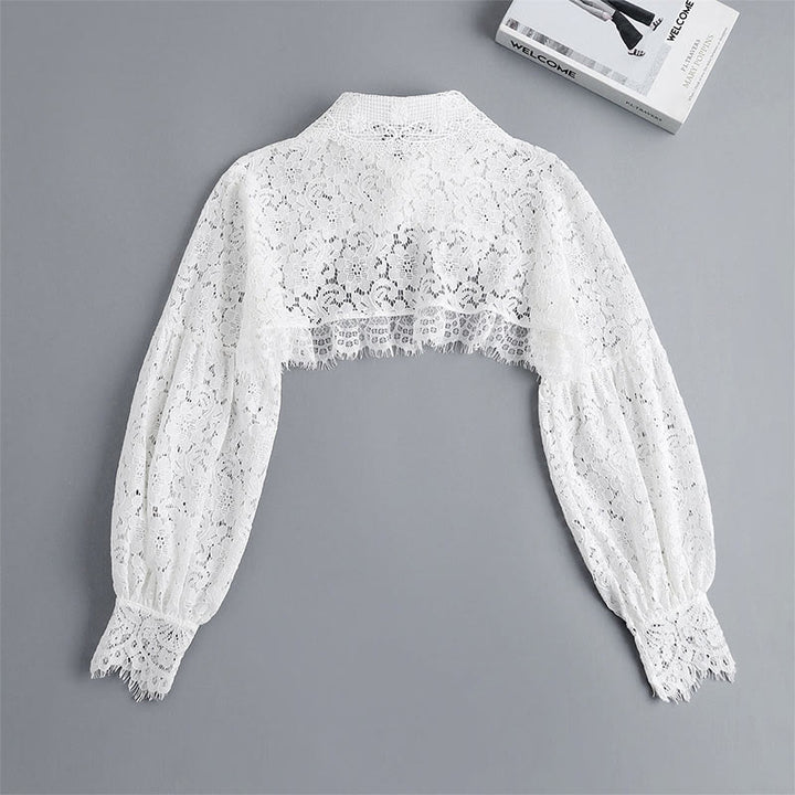 Floral Lace Capelet For Sunscreen Detachable Half Shirt Blouse - image 9