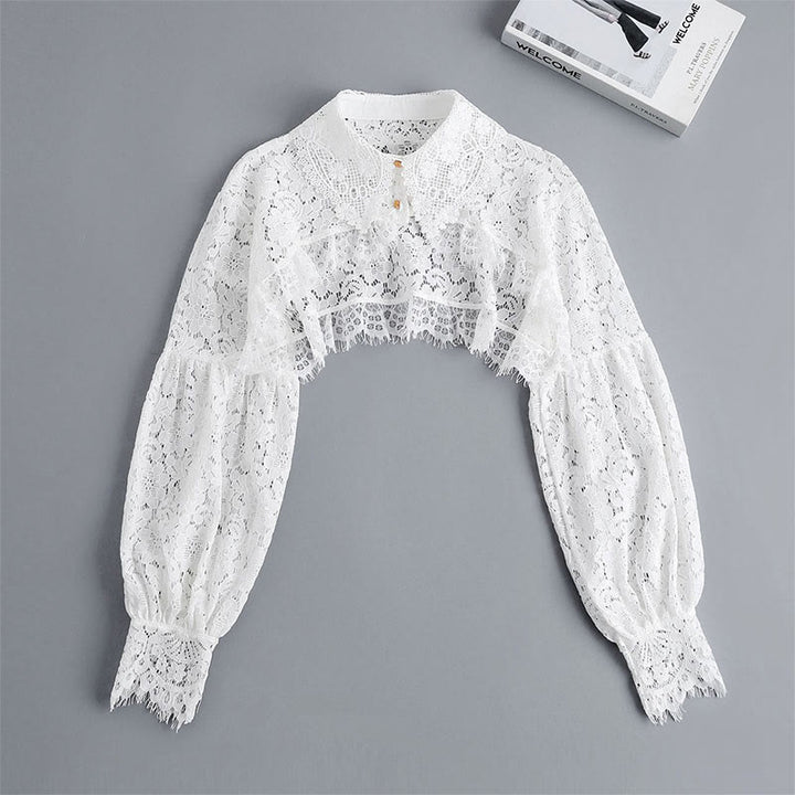 Floral Lace Capelet For Sunscreen Detachable Half Shirt Blouse - image 8