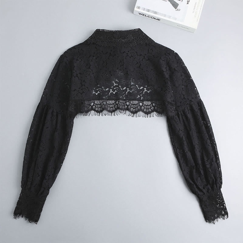 Floral Lace Capelet For Sunscreen Detachable Half Shirt Blouse - image 11