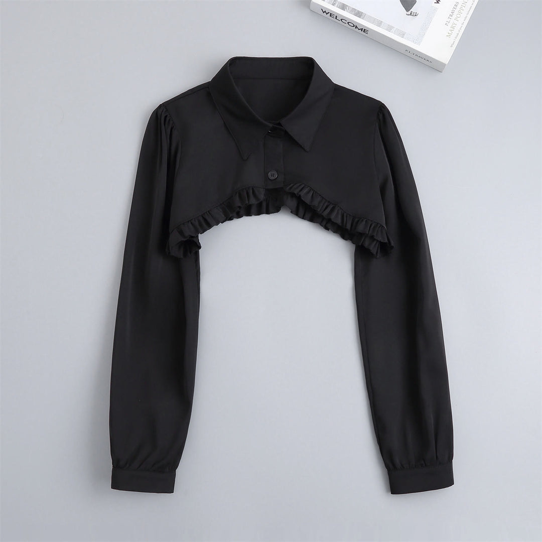 Short Capelet For Sunscreen Detachable Half Shirt Blouse - Black - One Size - image 10