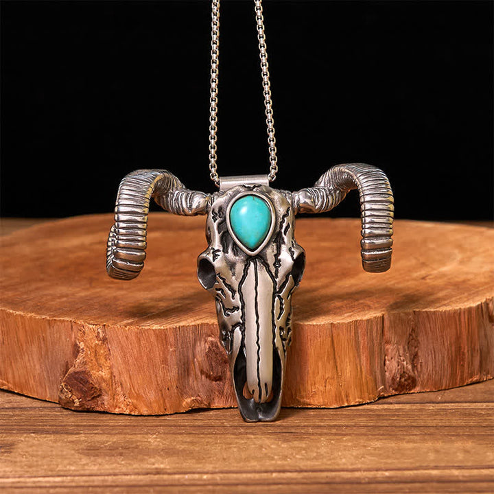 Turquoise Skull Sheep Multi-function Silver Pendant Belt Buckle (Pre-Sale) - Silver - image 2