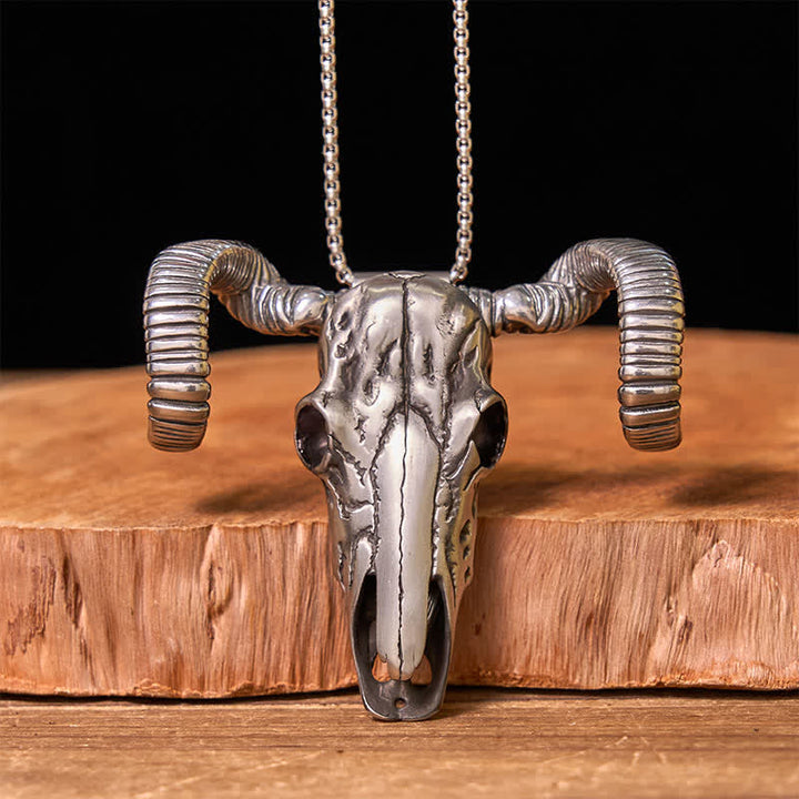 Silver Skull Sheep D2 Stainless Steel  Knife Pendant Belt Buckle (Pre-Sale)