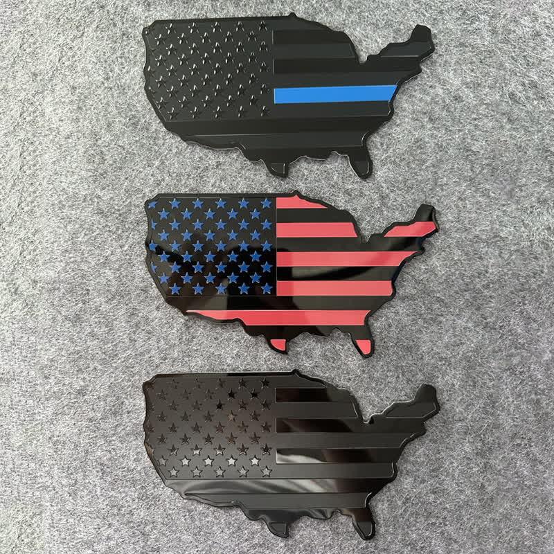 American Flag Map Metal Sticker Car Badge - image 0