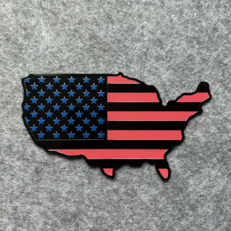 American Flag Map Metal Sticker Car Badge - Red - image 1