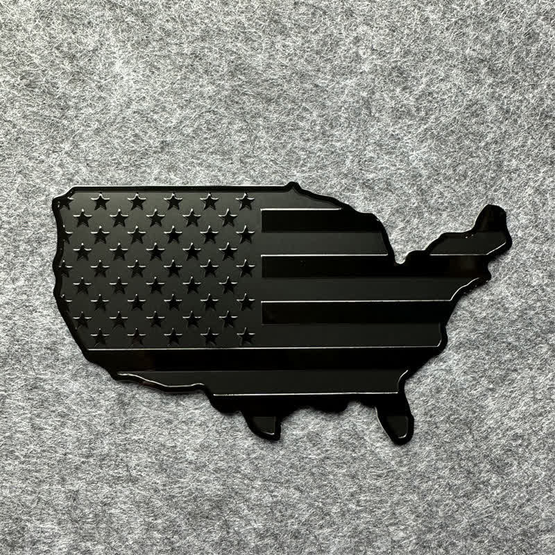 American Flag Map Metal Sticker Car Badge - Black - image 3