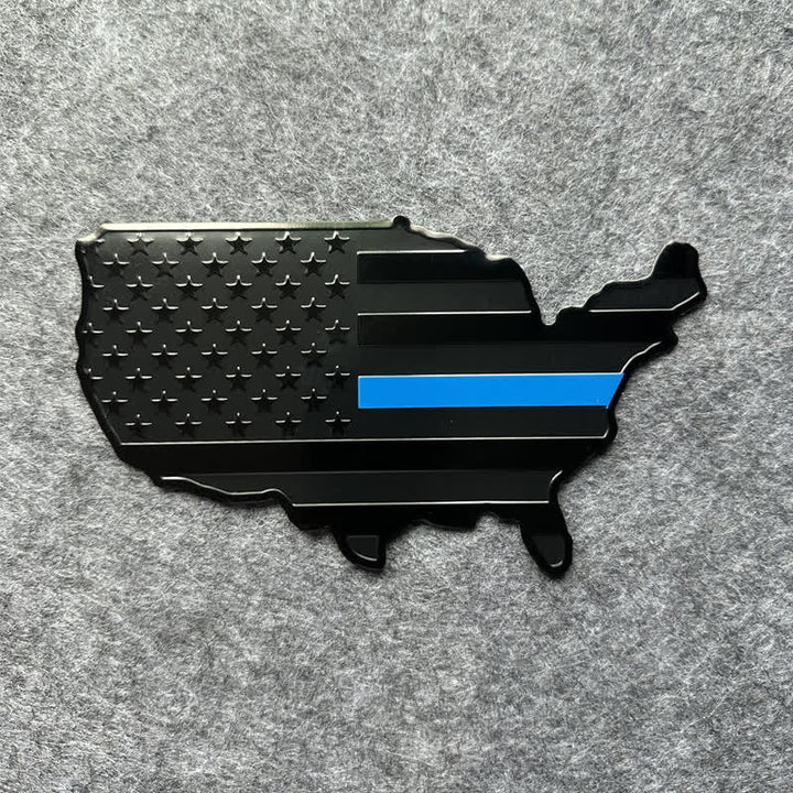 American Flag Map Metal Sticker Car Badge - Blue - image 4