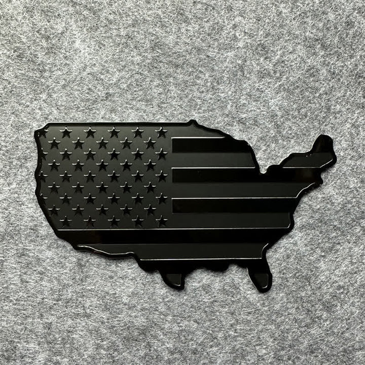 American Flag Map Metal Sticker Car Badge - Black - image 3