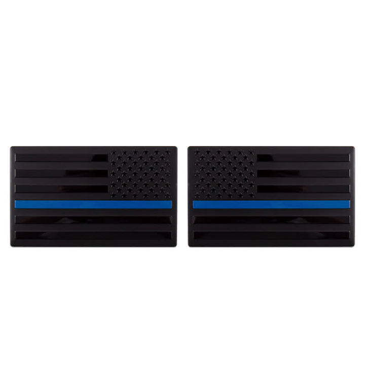 2Pcs American Flag Metal Sticker Car Badge - Black & Blue - image 5