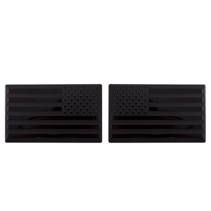 2Pcs American Flag Metal Sticker Car Badge - Black - image 8