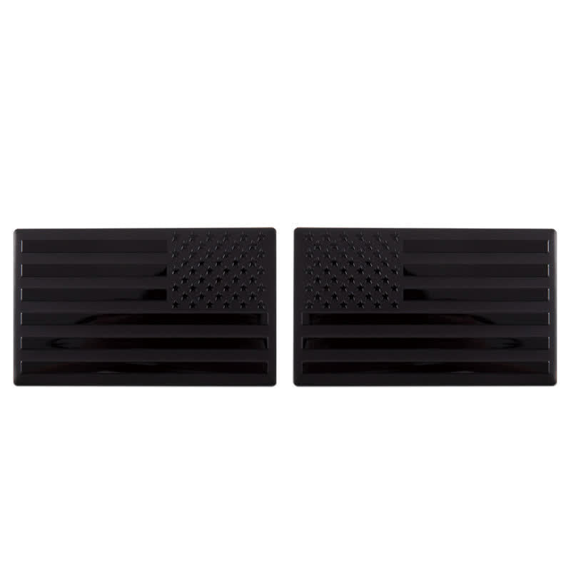2Pcs American Flag Metal Sticker Car Badge - Black - image 8